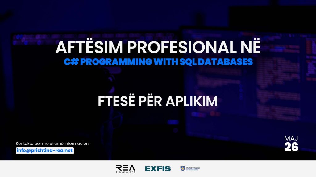 Ftesë për aplikim për aftesim profesional në C# Programming with SQL Databases