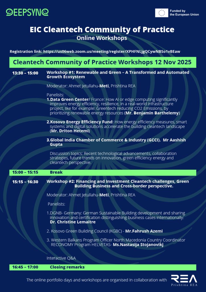 Invitation – EIC Cleantech Community of Practice Workshops